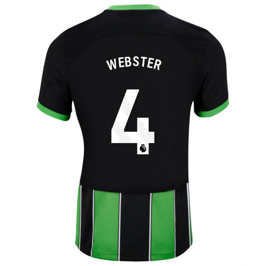 Uomo Maglia Adam Webster #4 Nero Verde Kit Gara Away 2023/24 Maglietta