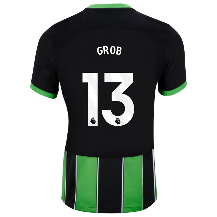 Uomo Maglia Pascal Groß #13 Nero Verde Kit Gara Away 2023/24 Maglietta