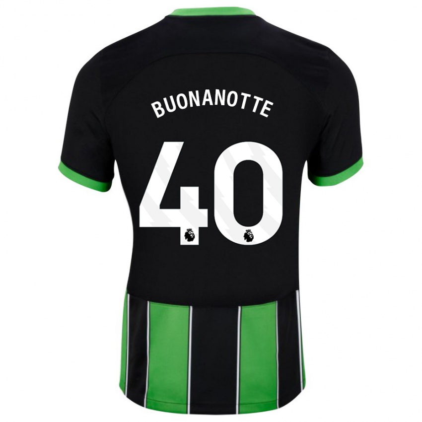 Uomo Maglia Facundo Buonanotte #40 Nero Verde Kit Gara Away 2023/24 Maglietta