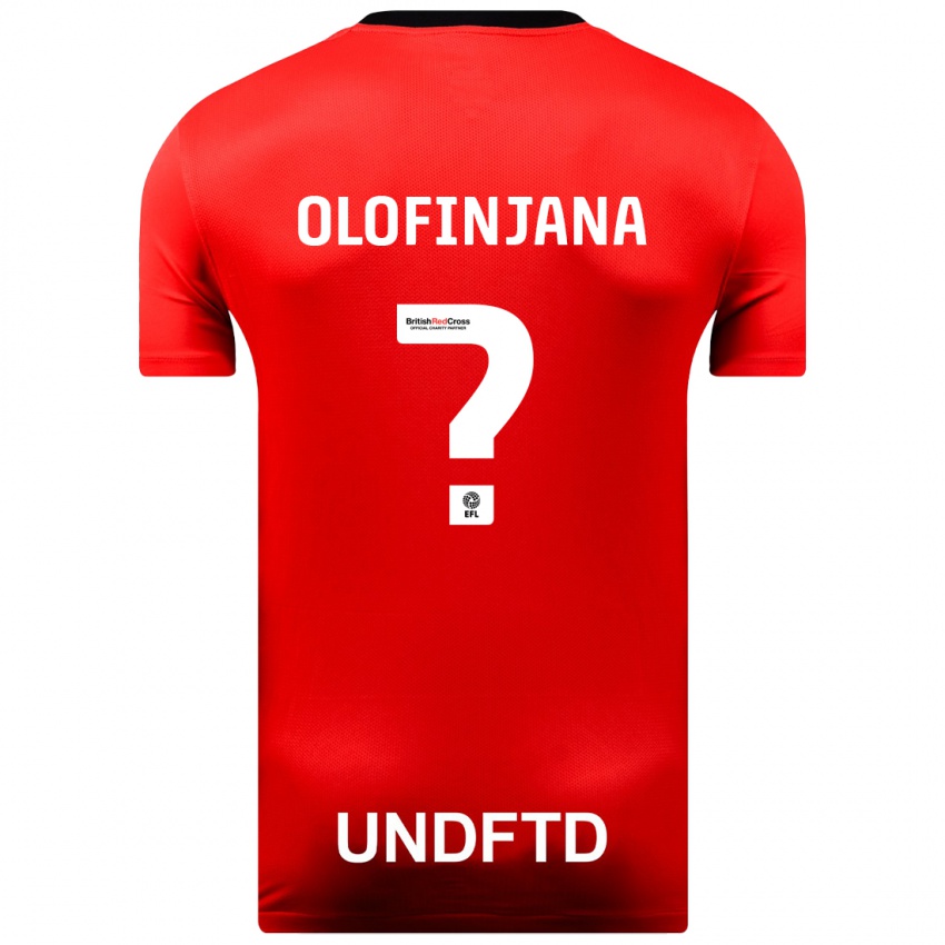 Uomo Maglia Femi Olofinjana #0 Rosso Kit Gara Away 2023/24 Maglietta