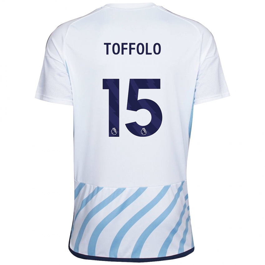 Uomo Maglia Harry Toffolo #15 Bianco Blu Kit Gara Away 2023/24 Maglietta