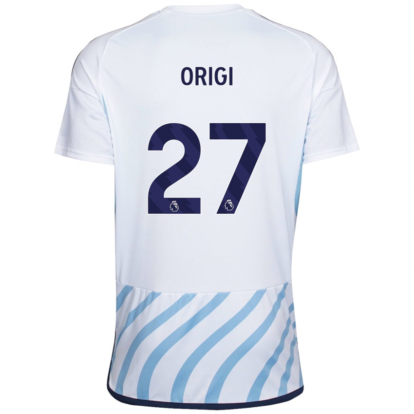 Uomo Maglia Divock Origi #27 Bianco Blu Kit Gara Away 2023/24 Maglietta