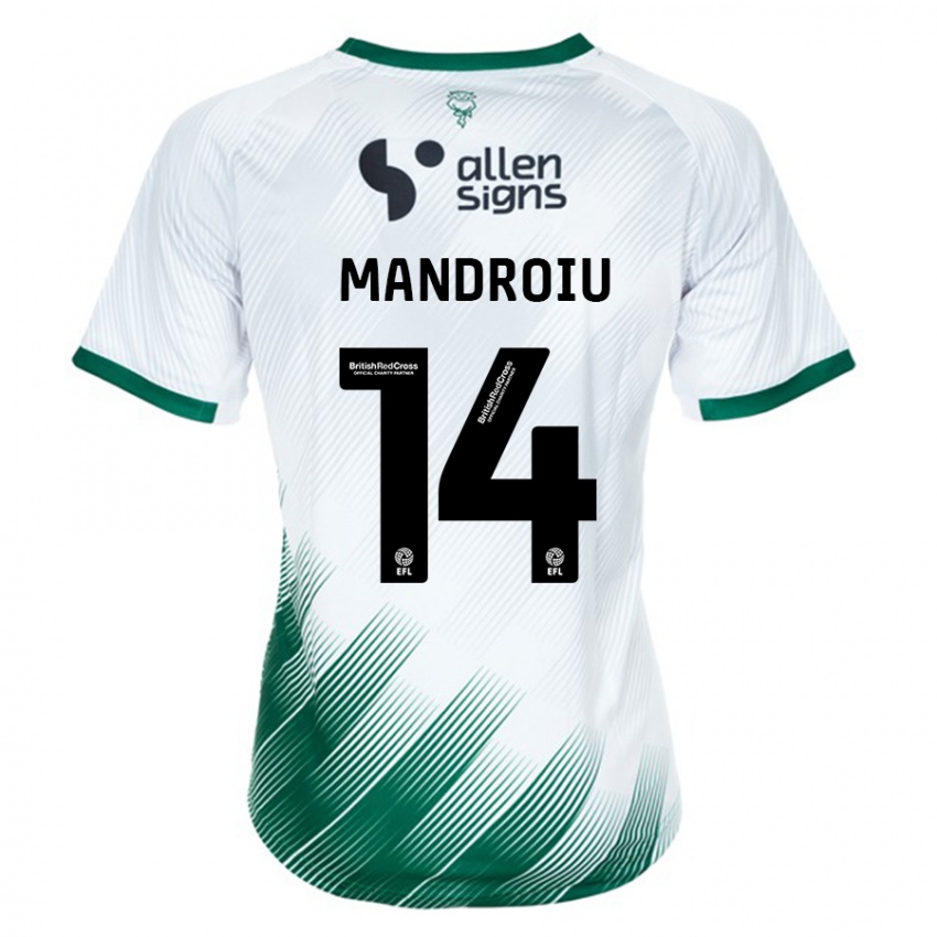 Uomo Maglia Daniel Mandroiu #14 Bianco Kit Gara Away 2023/24 Maglietta