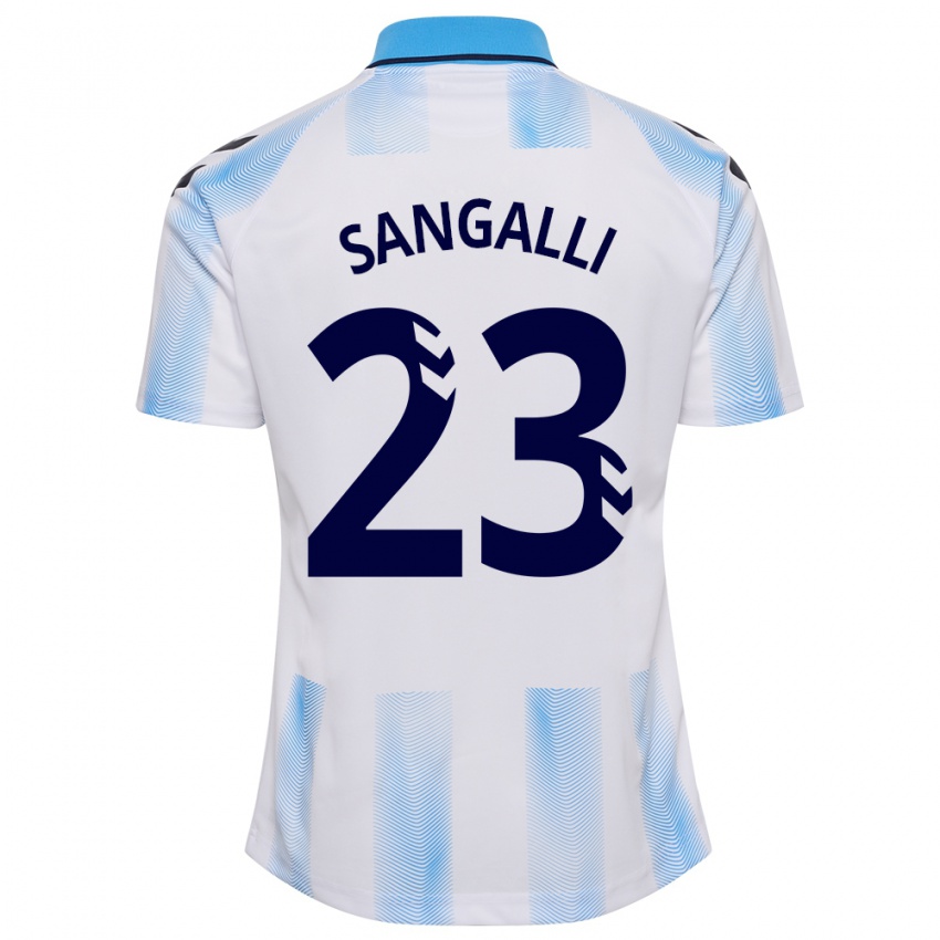 Donna Maglia Luca Sangalli #23 Bianco Blu Kit Gara Home 2023/24 Maglietta