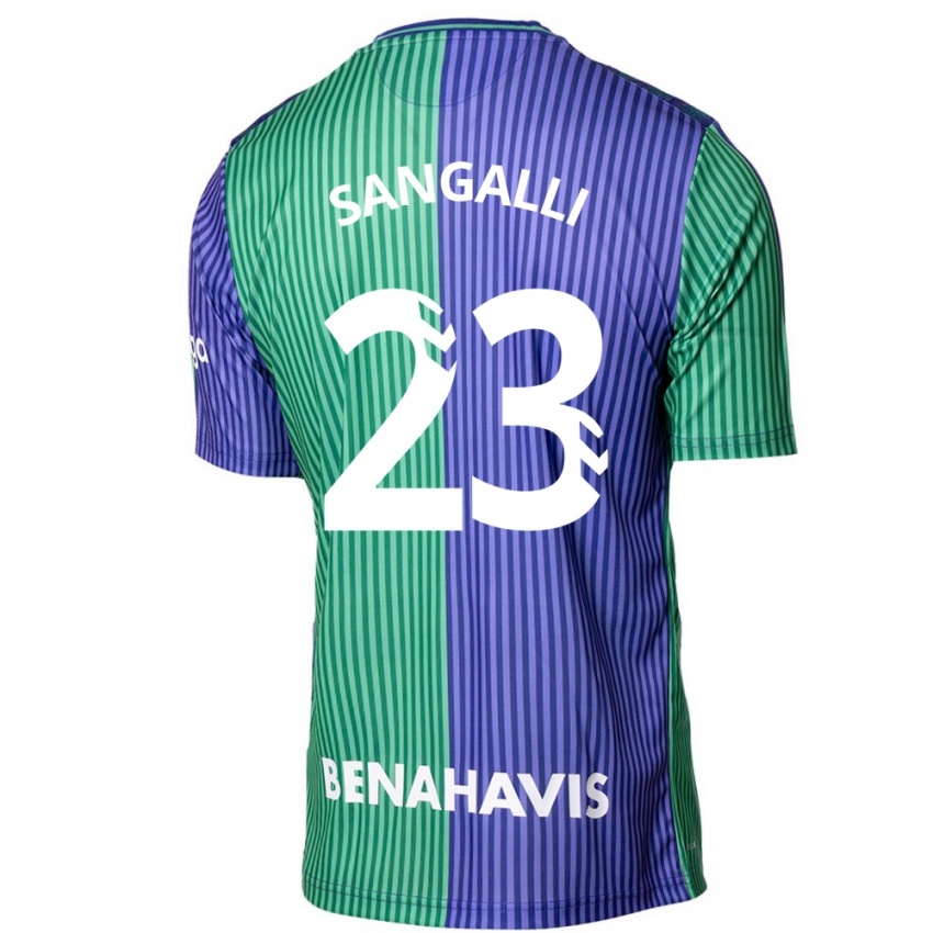 Donna Maglia Luca Sangalli #23 Verde Blu Kit Gara Away 2023/24 Maglietta