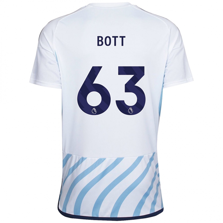 Donna Maglia Aaron Bott #63 Bianco Blu Kit Gara Away 2023/24 Maglietta