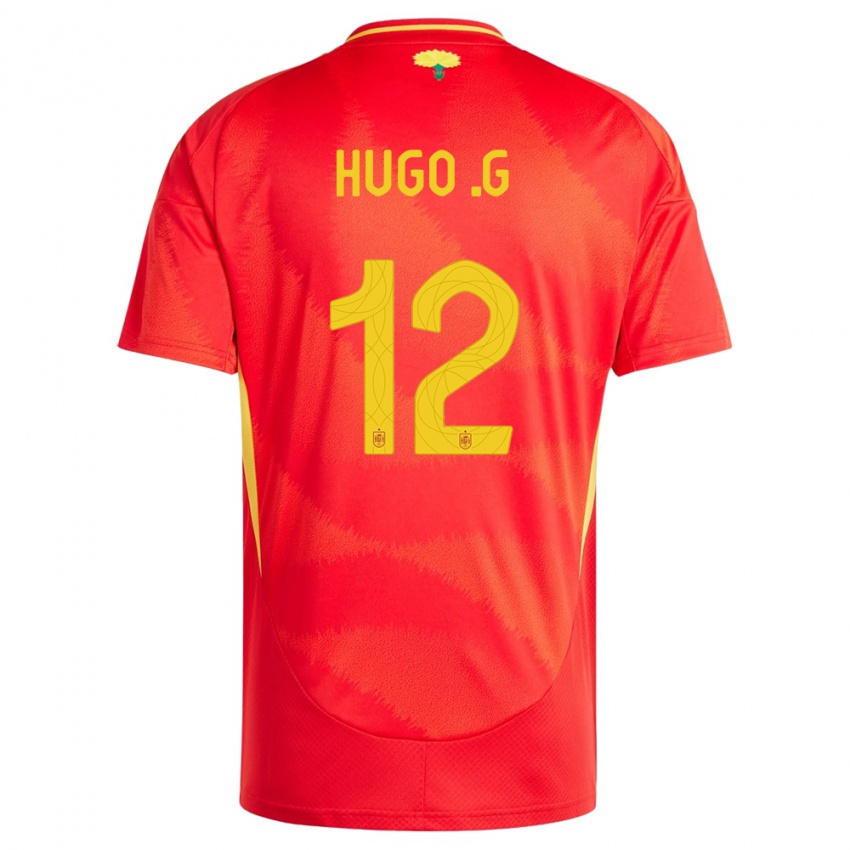 Bambino Maglia Spagna Hugo Guillamon #12 Rosso Kit Gara Home 24-26 Maglietta