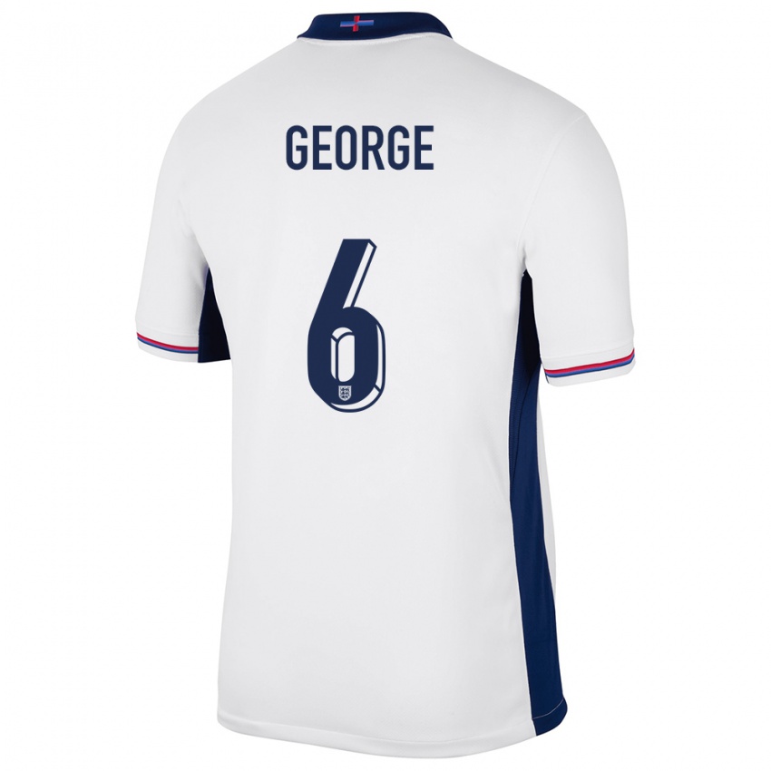 Bambino Maglia Inghilterra Gabby George #6 Bianco Kit Gara Home 24-26 Maglietta