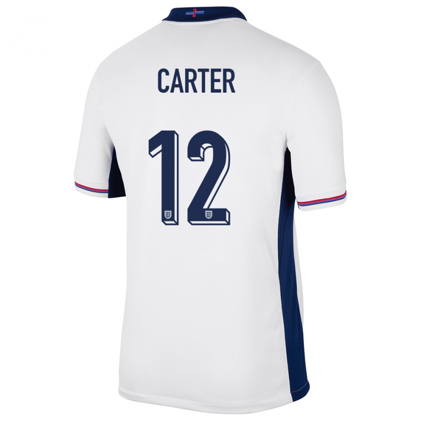 Bambino Maglia Inghilterra Jess Carter #12 Bianco Kit Gara Home 24-26 Maglietta