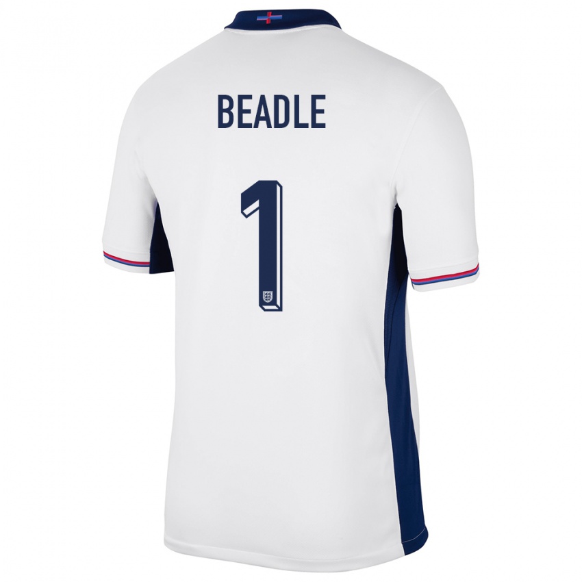 Bambino Maglia Inghilterra James Beadle #1 Bianco Kit Gara Home 24-26 Maglietta