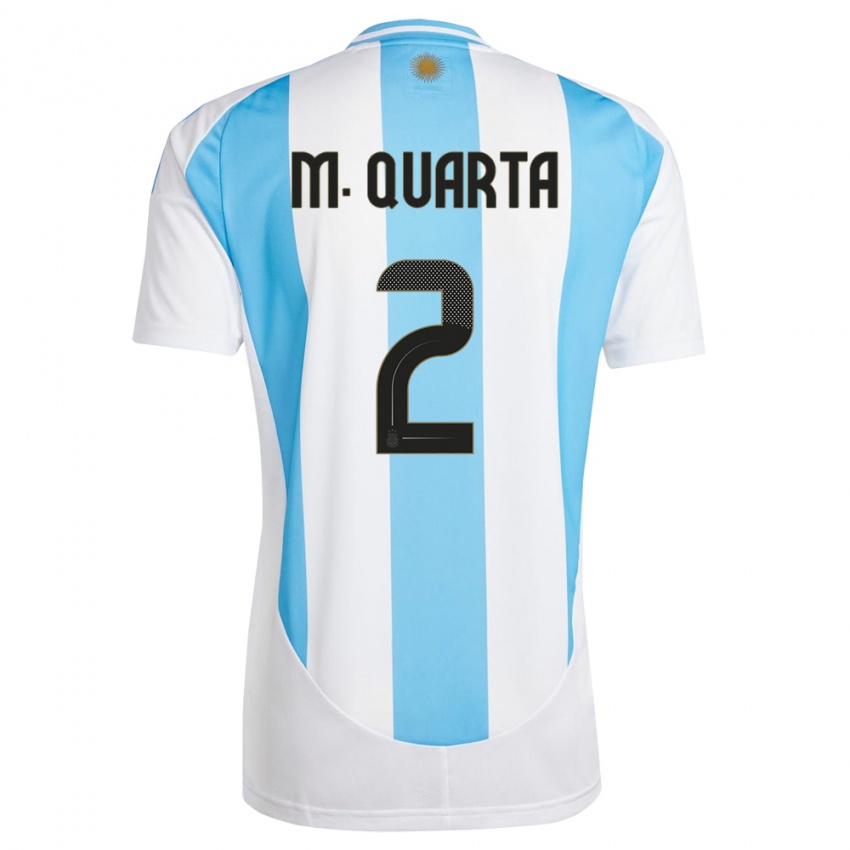 Bambino Maglia Argentina Lucas Martinez Quarta #2 Bianco Blu Kit Gara Home 24-26 Maglietta