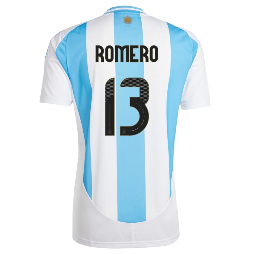 Bambino Maglia Argentina Cristian Romero #13 Bianco Blu Kit Gara Home 24-26 Maglietta