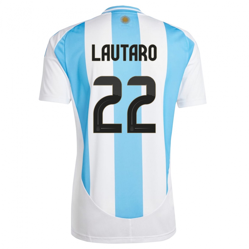 Bambino Maglia Argentina Lautaro Martinez #22 Bianco Blu Kit Gara Home 24-26 Maglietta