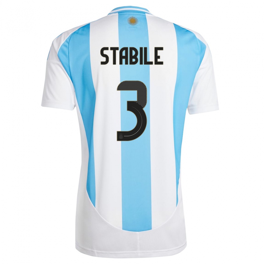 Bambino Maglia Argentina Eliana Stabile #3 Bianco Blu Kit Gara Home 24-26 Maglietta
