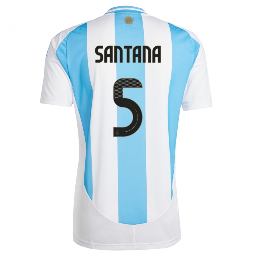 Bambino Maglia Argentina Vanesa Santana #5 Bianco Blu Kit Gara Home 24-26 Maglietta