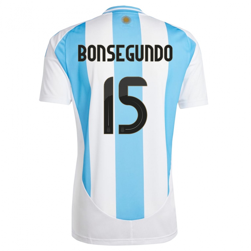 Bambino Maglia Argentina Florencia Bonsegundo #15 Bianco Blu Kit Gara Home 24-26 Maglietta