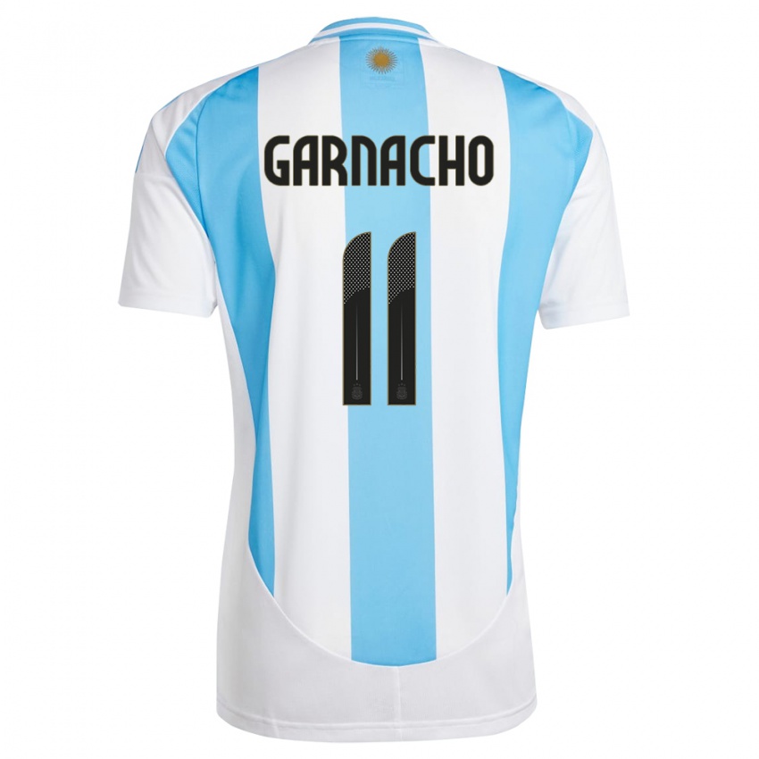 Bambino Maglia Argentina Alejandro Garnacho #11 Bianco Blu Kit Gara Home 24-26 Maglietta