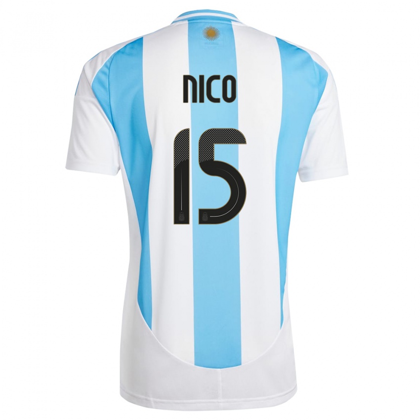 Bambino Maglia Argentina Nico #15 Bianco Blu Kit Gara Home 24-26 Maglietta