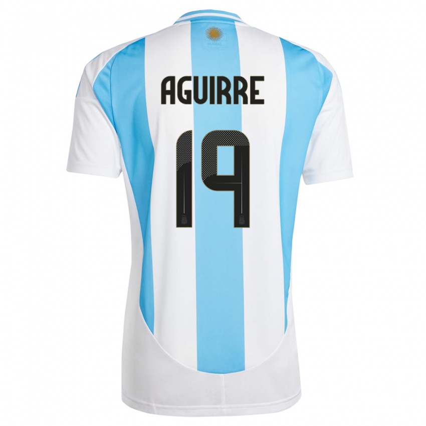Bambino Maglia Argentina Brian Aguirre #19 Bianco Blu Kit Gara Home 24-26 Maglietta