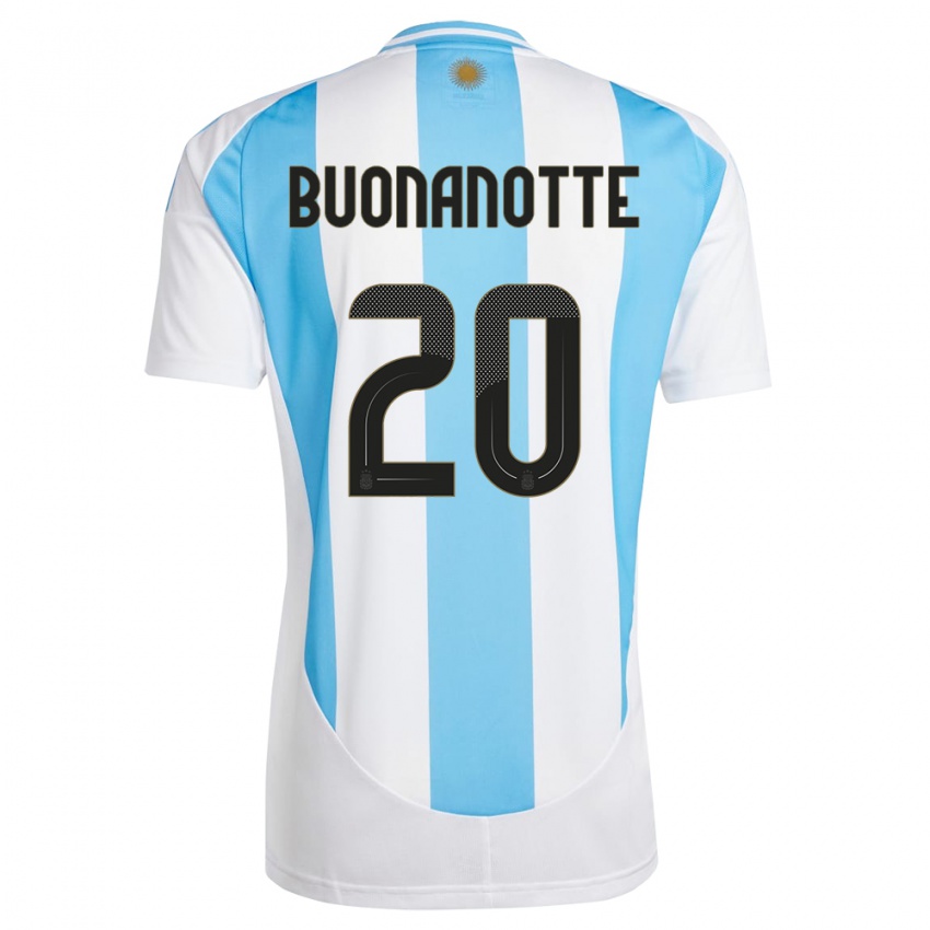 Bambino Maglia Argentina Facundo Buonanotte #20 Bianco Blu Kit Gara Home 24-26 Maglietta