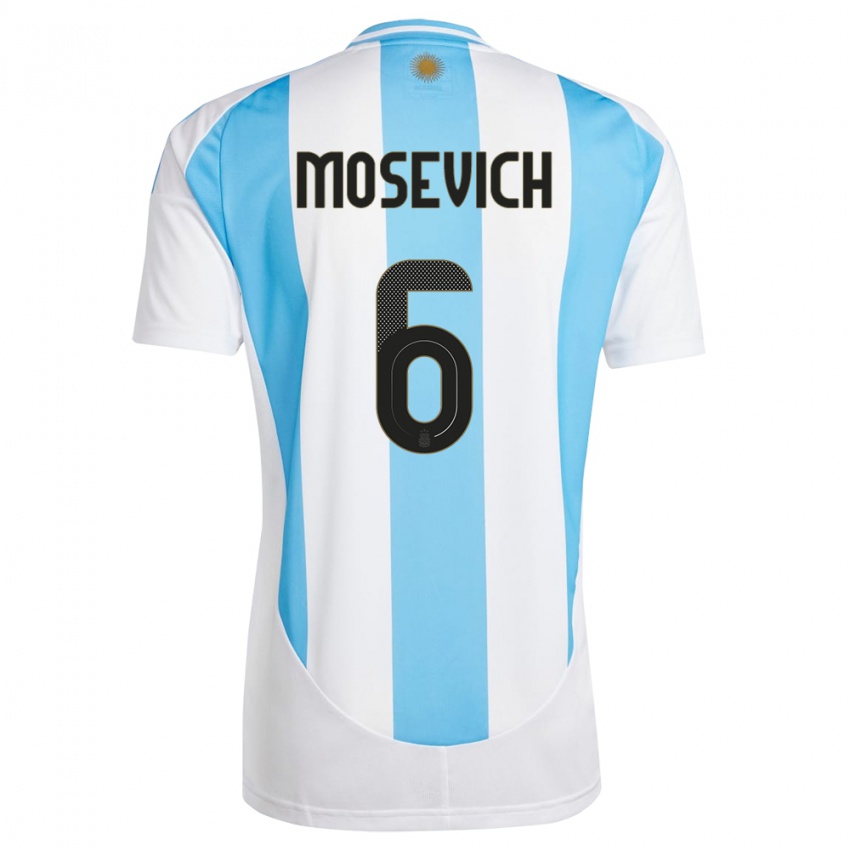 Bambino Maglia Argentina Leonel Mosevich #6 Bianco Blu Kit Gara Home 24-26 Maglietta