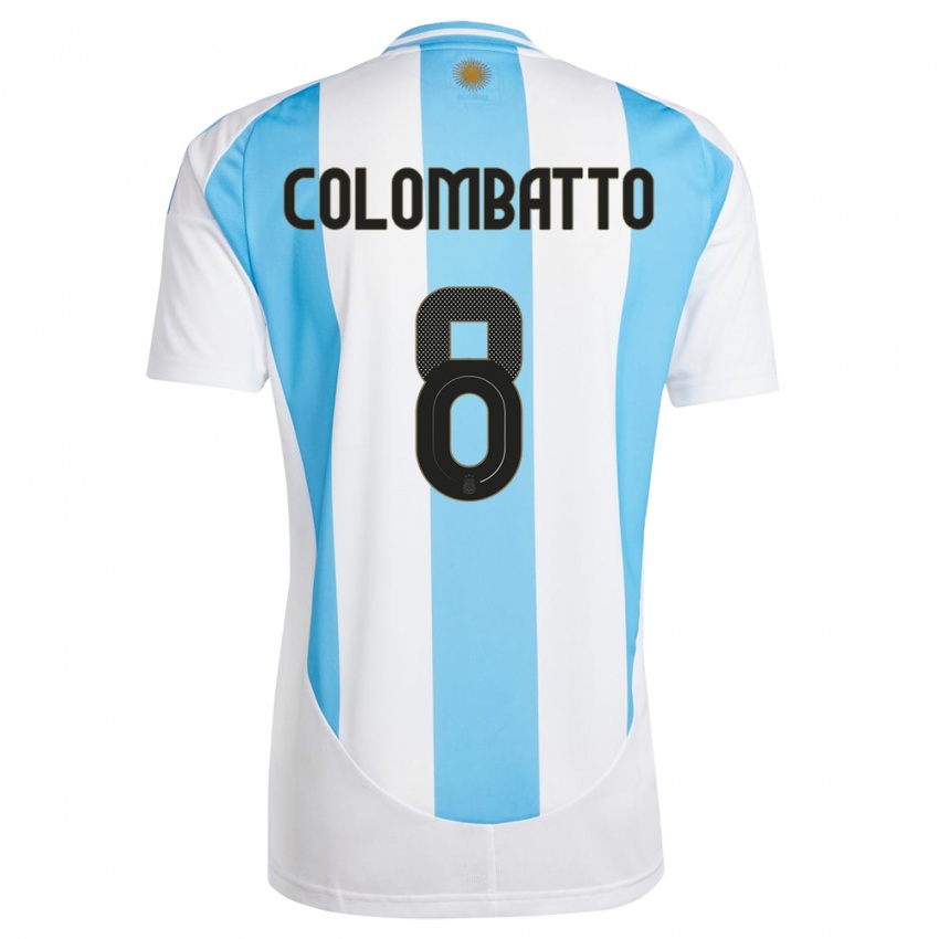 Bambino Maglia Argentina Santiago Colombatto #8 Bianco Blu Kit Gara Home 24-26 Maglietta