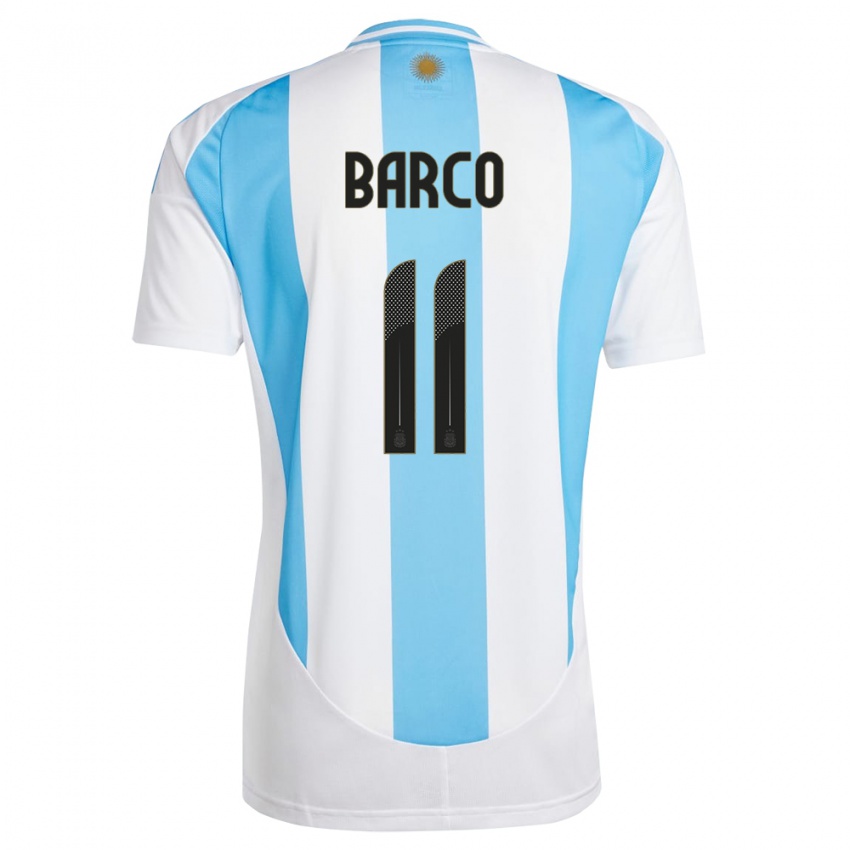 Bambino Maglia Argentina Ezequiel Barco #11 Bianco Blu Kit Gara Home 24-26 Maglietta
