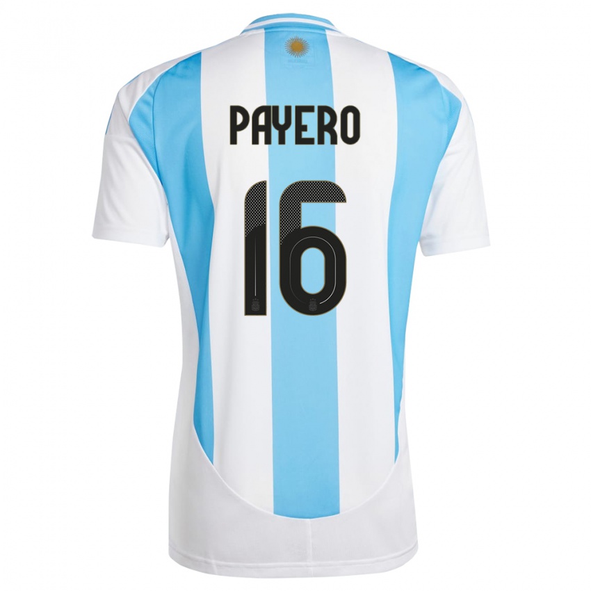 Bambino Maglia Argentina Martin Payero #16 Bianco Blu Kit Gara Home 24-26 Maglietta