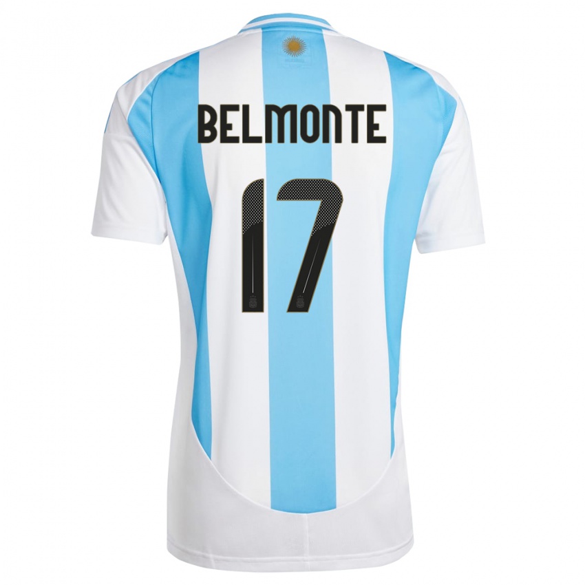 Bambino Maglia Argentina Tomas Belmonte #17 Bianco Blu Kit Gara Home 24-26 Maglietta