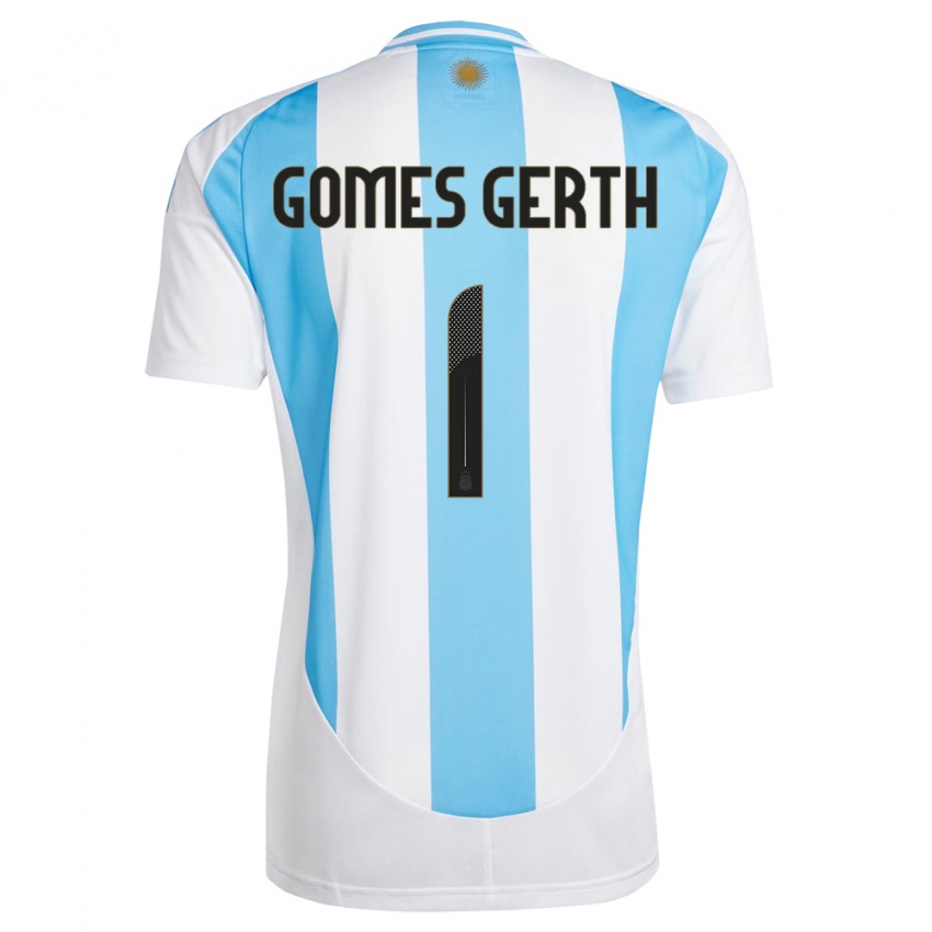 Bambino Maglia Argentina Federico Gomes Gerth #1 Bianco Blu Kit Gara Home 24-26 Maglietta