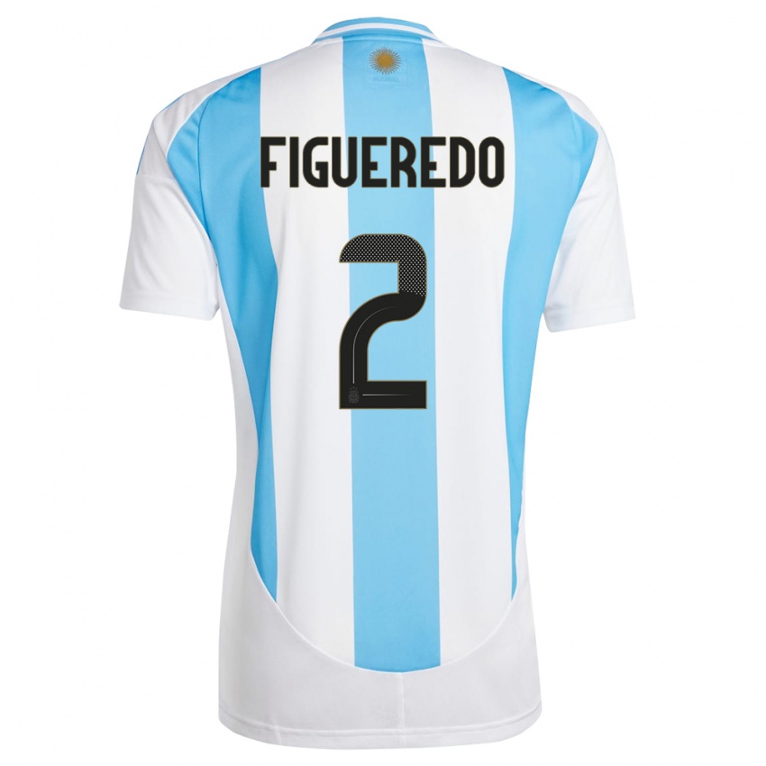 Bambino Maglia Argentina Leandro Figueredo #2 Bianco Blu Kit Gara Home 24-26 Maglietta