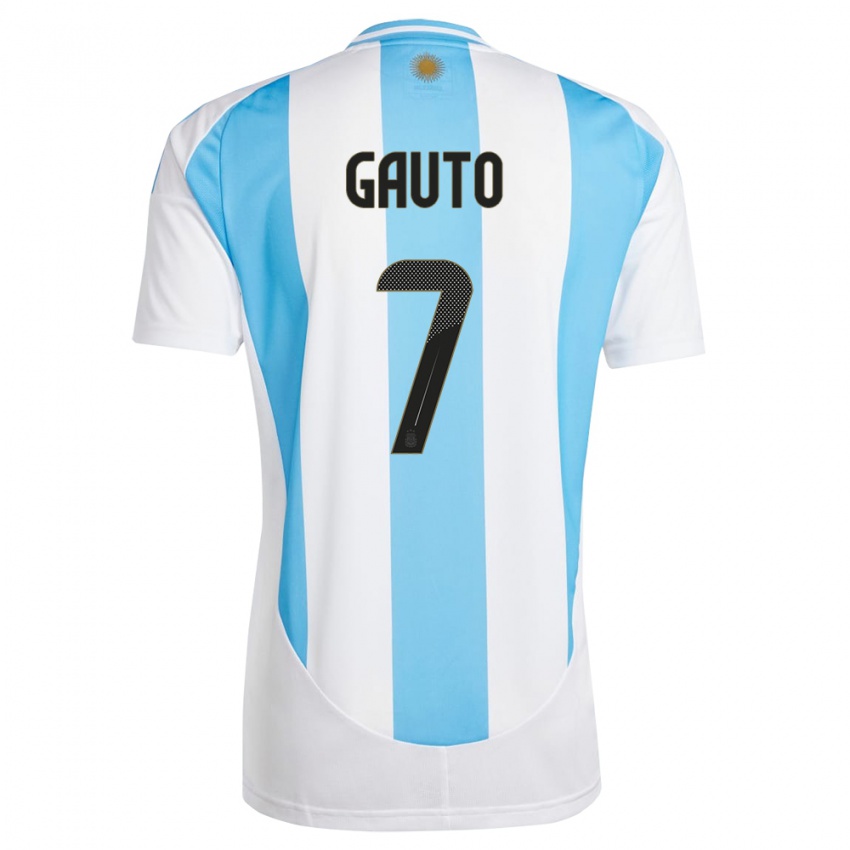 Bambino Maglia Argentina Juan Gauto #7 Bianco Blu Kit Gara Home 24-26 Maglietta