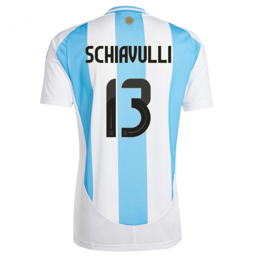 Bambino Maglia Argentina Thiago Schiavulli #13 Bianco Blu Kit Gara Home 24-26 Maglietta