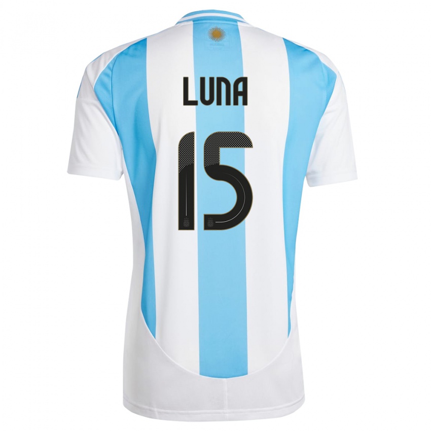 Bambino Maglia Argentina Alex Luna #15 Bianco Blu Kit Gara Home 24-26 Maglietta