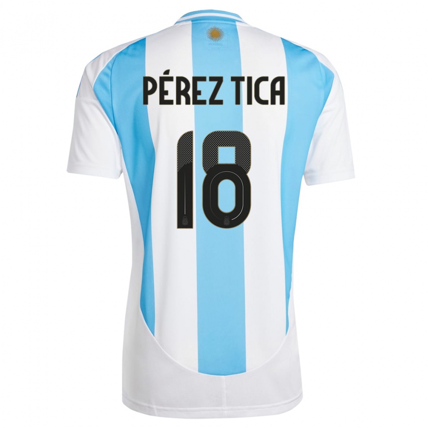 Bambino Maglia Argentina Jeremias Perez Tica #18 Bianco Blu Kit Gara Home 24-26 Maglietta