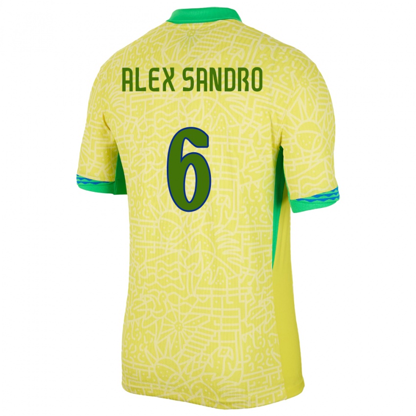Bambino Maglia Brasile Alex Sandro #6 Giallo Kit Gara Home 24-26 Maglietta
