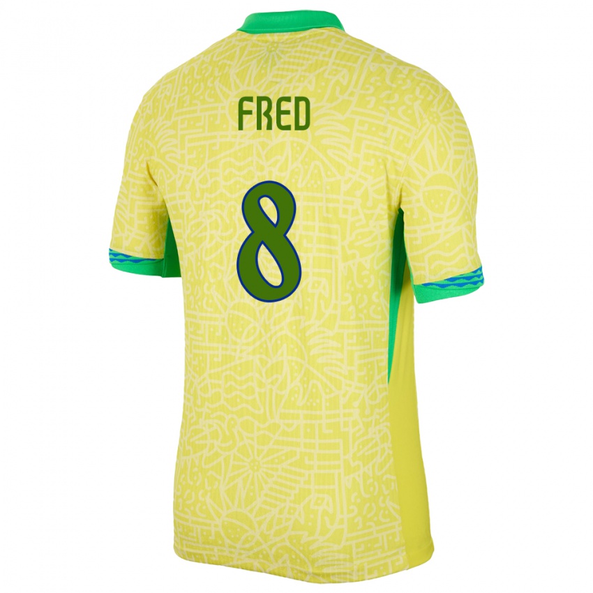 Bambino Maglia Brasile Fred #8 Giallo Kit Gara Home 24-26 Maglietta