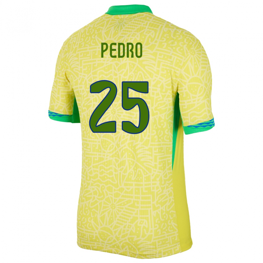 Bambino Maglia Brasile Pedro #25 Giallo Kit Gara Home 24-26 Maglietta
