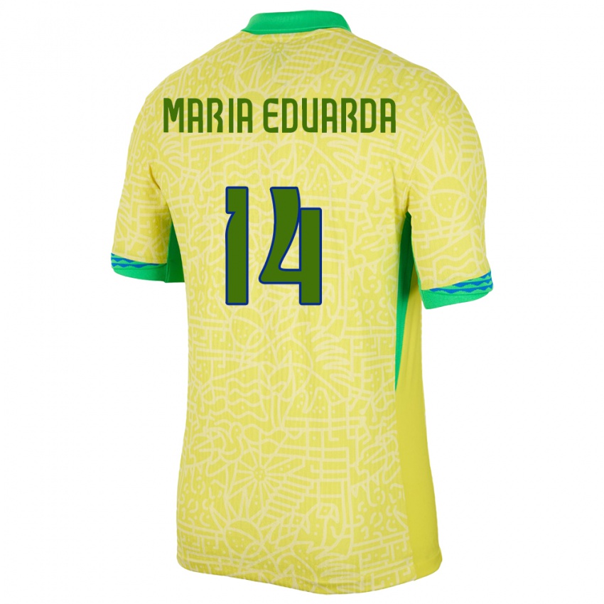 Bambino Maglia Brasile Maria Eduarda #14 Giallo Kit Gara Home 24-26 Maglietta