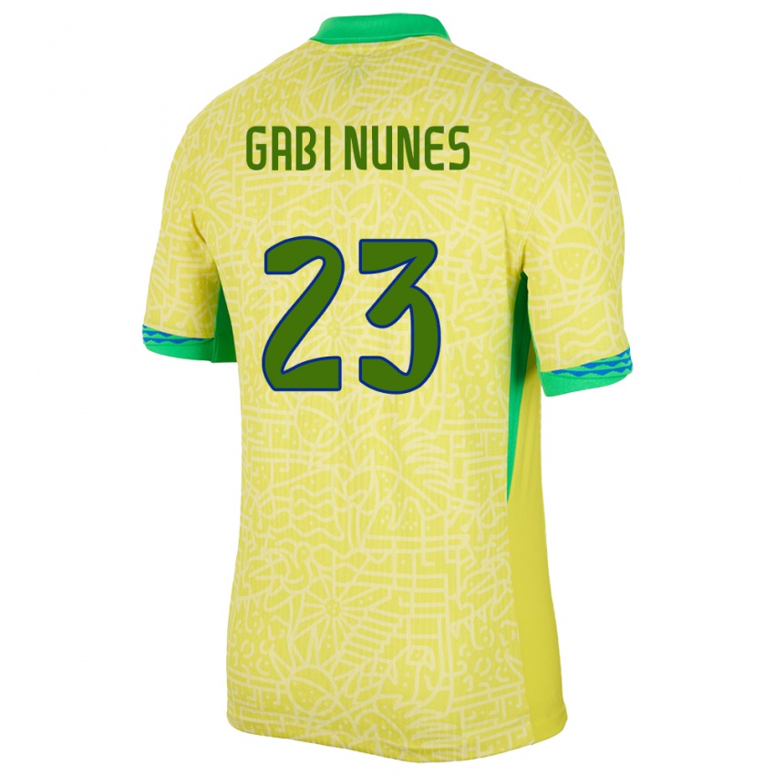 Bambino Maglia Brasile Gabi Nunes #23 Giallo Kit Gara Home 24-26 Maglietta