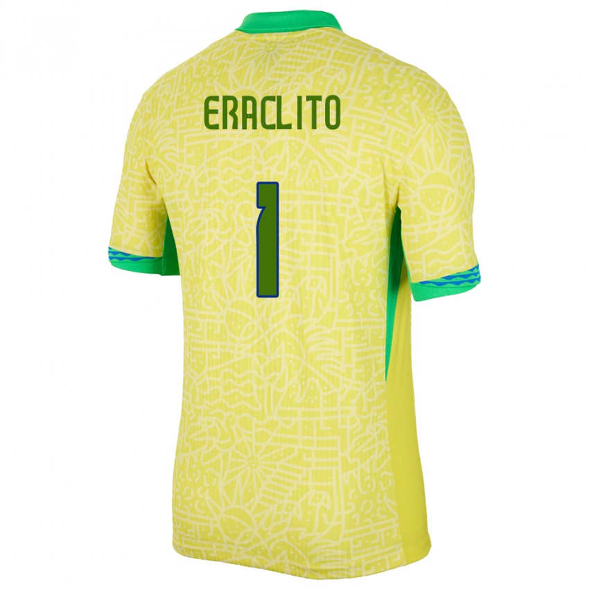 Bambino Maglia Brasile Marcelo Eraclito #1 Giallo Kit Gara Home 24-26 Maglietta