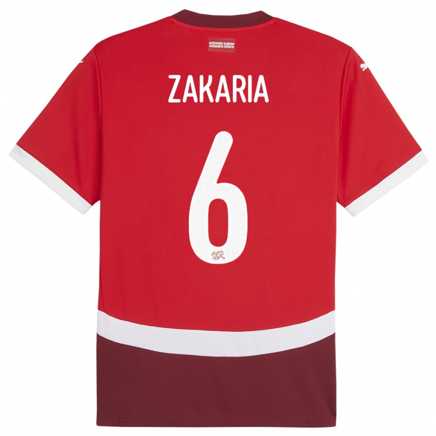 Bambino Maglia Svizzera Denis Zakaria #6 Rosso Kit Gara Home 24-26 Maglietta