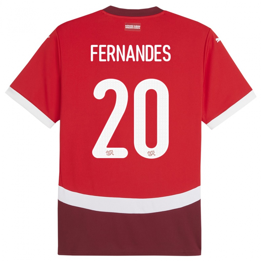 Bambino Maglia Svizzera Edimilson Fernandes #20 Rosso Kit Gara Home 24-26 Maglietta