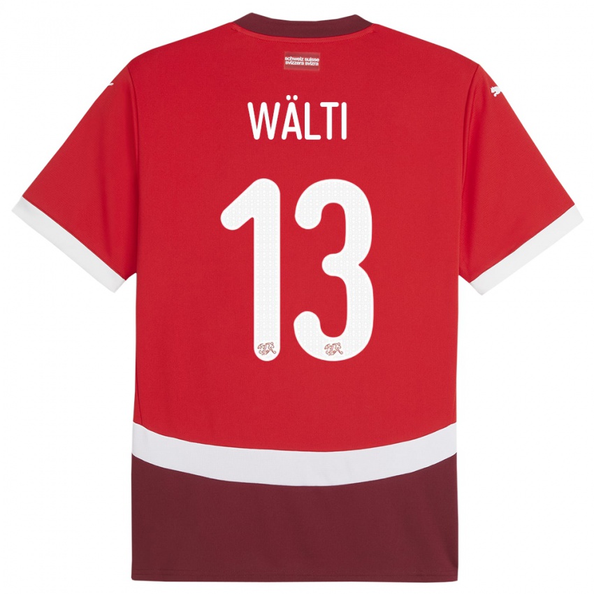 Bambino Maglia Svizzera Lia Walti #13 Rosso Kit Gara Home 24-26 Maglietta
