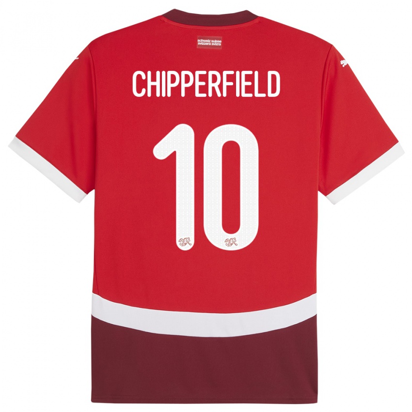 Bambino Maglia Svizzera Liam Chipperfield #10 Rosso Kit Gara Home 24-26 Maglietta