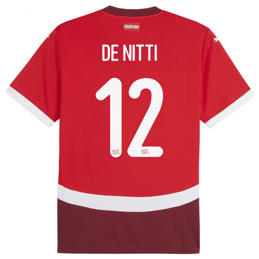 Bambino Maglia Svizzera Gianni De Nitti #12 Rosso Kit Gara Home 24-26 Maglietta
