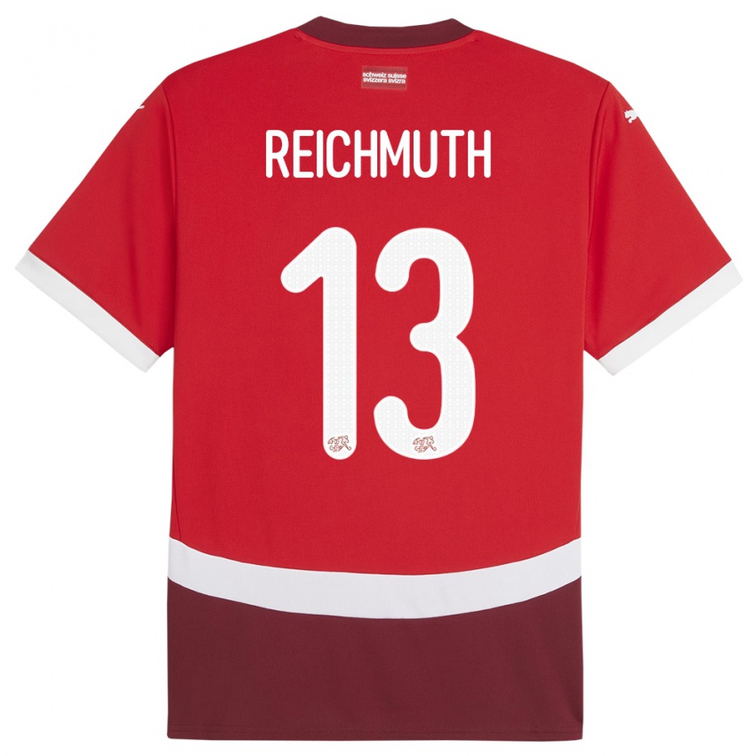 Bambino Maglia Svizzera Miguel Reichmuth #13 Rosso Kit Gara Home 24-26 Maglietta