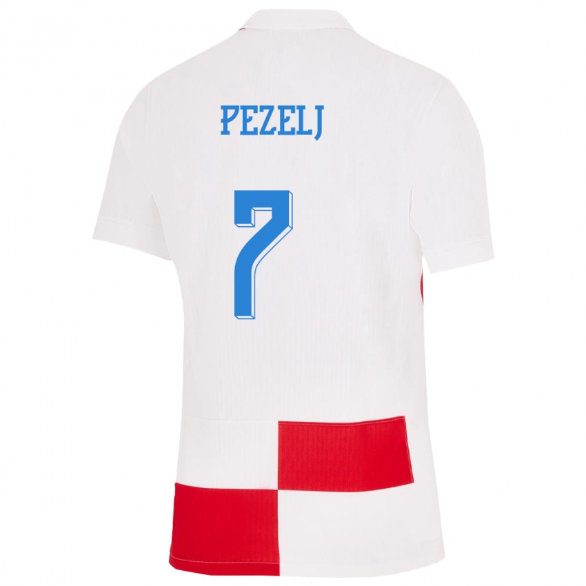Bambino Maglia Croazia Petra Pezelj #7 Bianco Rosso Kit Gara Home 24-26 Maglietta