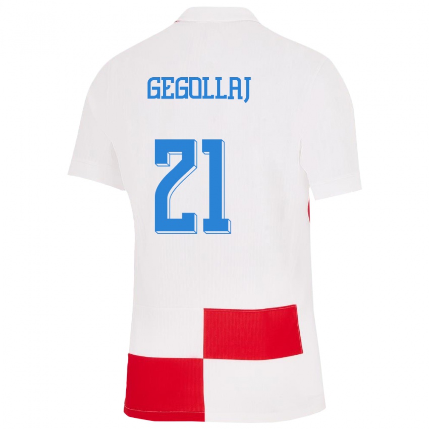 Bambino Maglia Croazia Fatjesa Gegollaj #21 Bianco Rosso Kit Gara Home 24-26 Maglietta