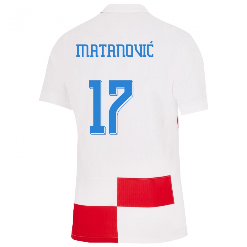 Bambino Maglia Croazia Igor Matanovic #17 Bianco Rosso Kit Gara Home 24-26 Maglietta